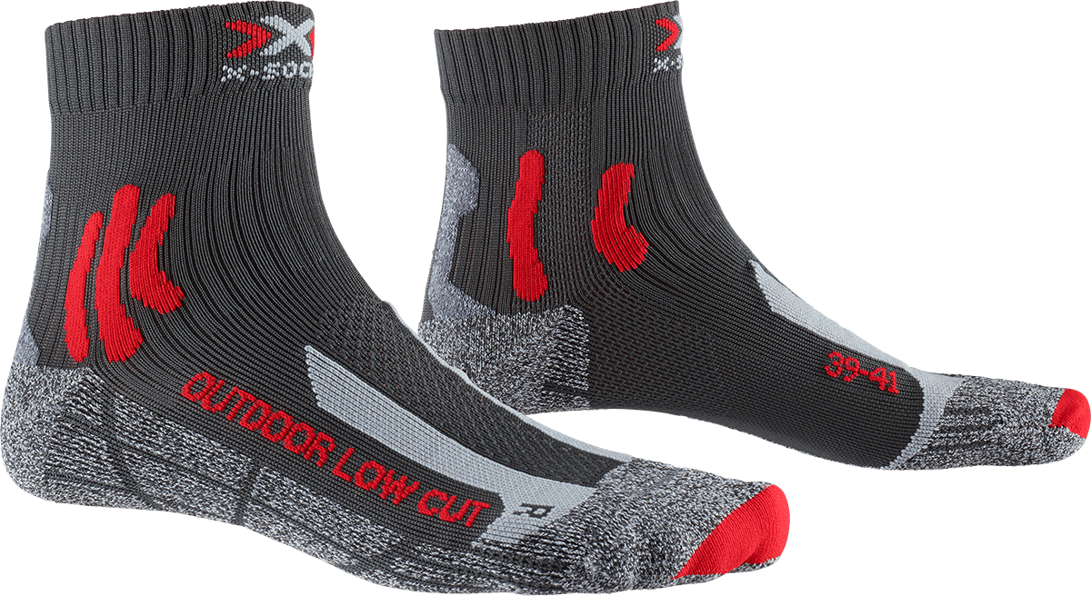 x-socks-trek-outdoor-low-cut-trekkingsocken-anthracite-red-35-38 image 1