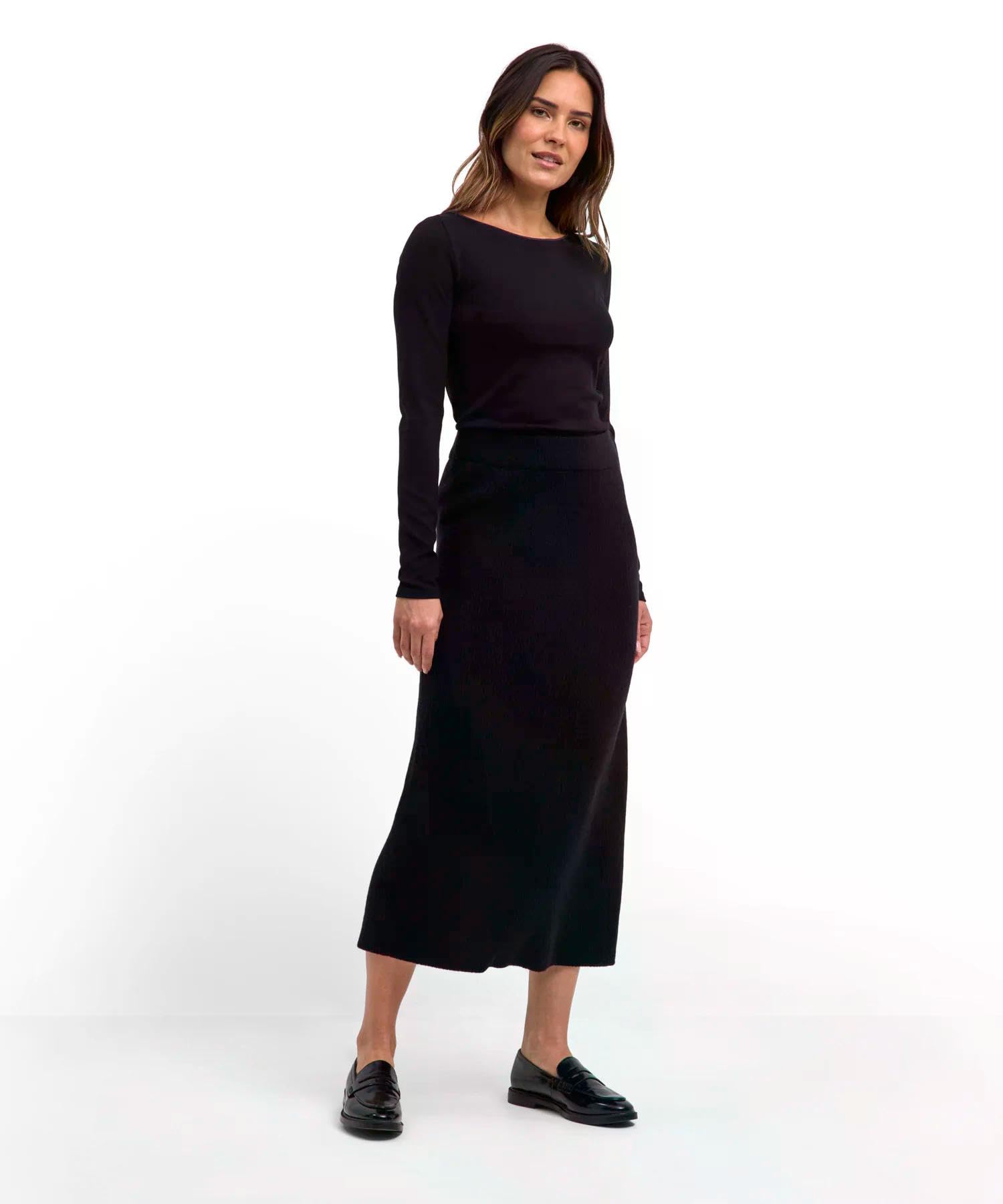 falke-selection-ribbed-midi-rock-damen-schwarz-lammwolle image 3