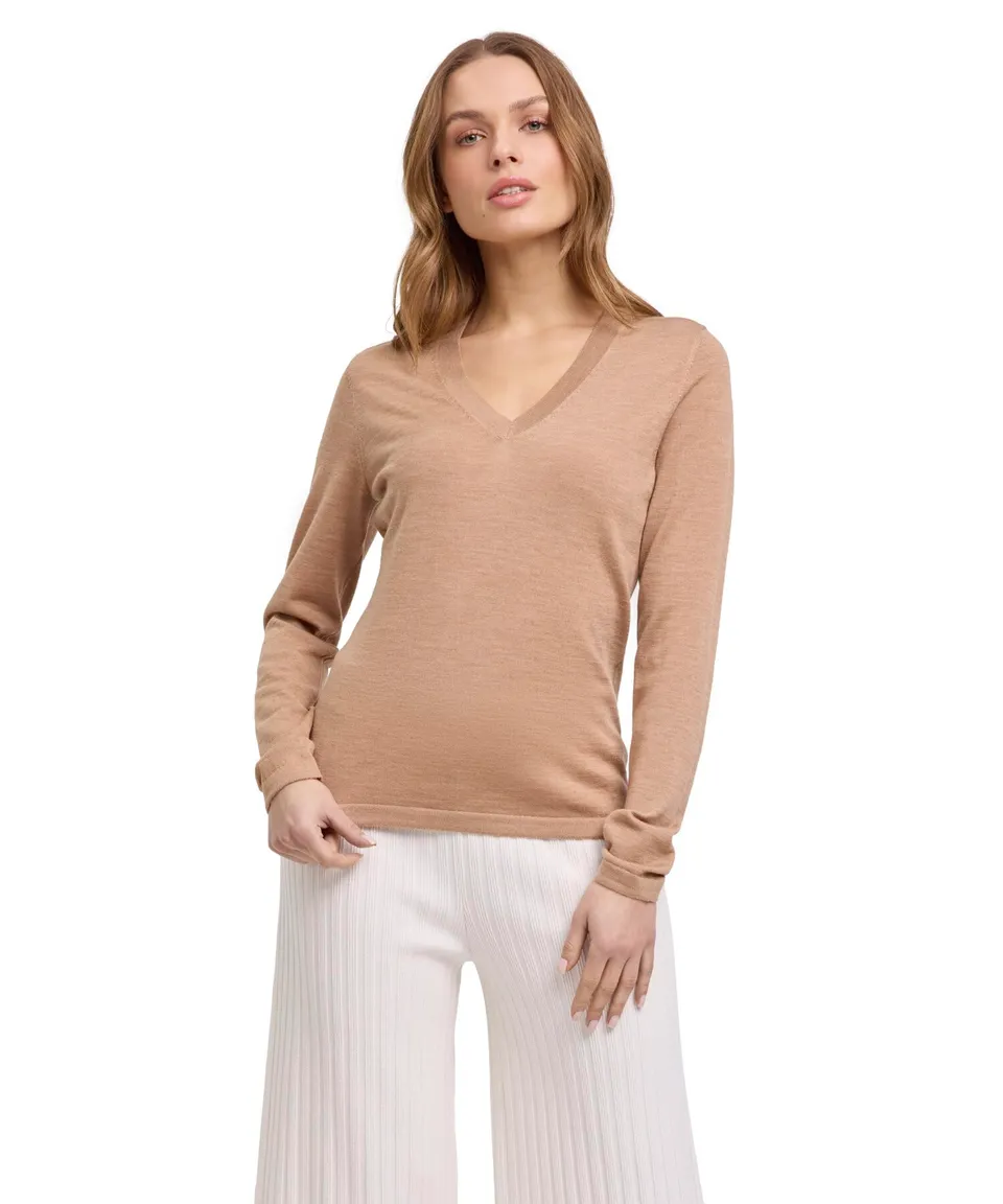 falke-cotton-touch-pullover-schwarz-merinowolle-v-ausschnitt image 1