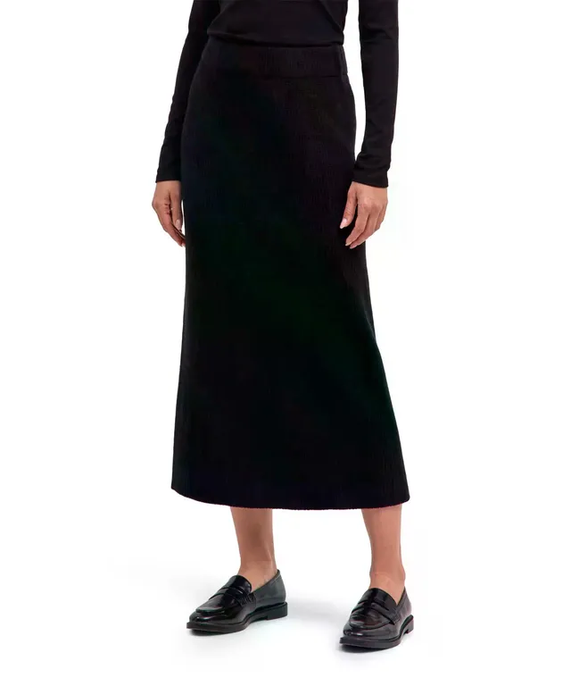 falke-selection-ribbed-midi-rock-damen-schwarz-lammwolle image 1