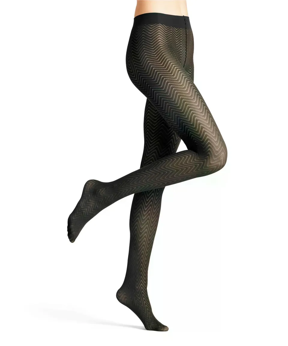 falke-chevron-50-den-strumpfhose-schwarz-gemustert-zickzack image 1