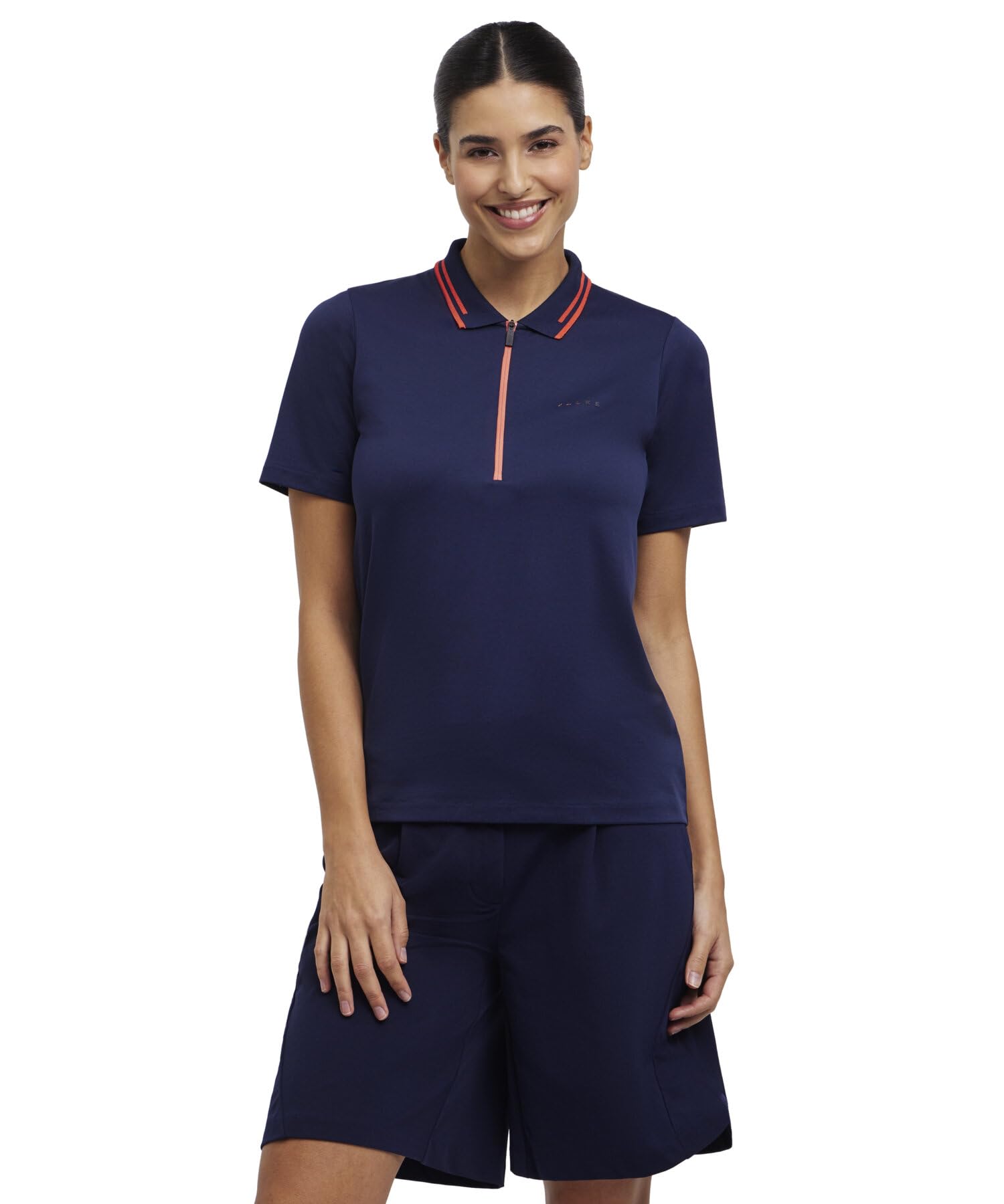 falke-golf-polo-shirt-damen-wei-regular-pique-mit-zip image 1