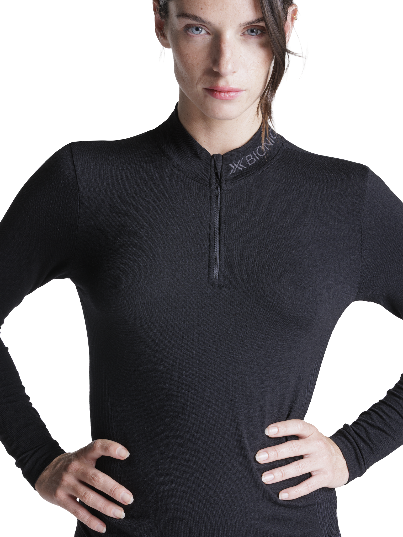 x-bionic-mightywool-shirt-1-2-zip-merino-x-black-damen image 5