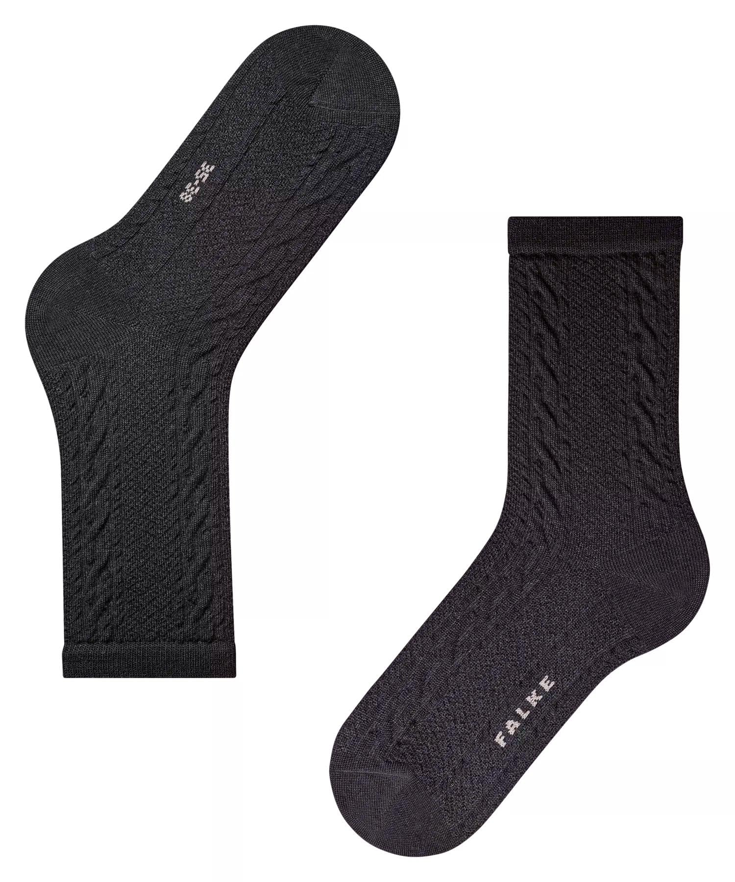 falke-family-declivity-socken-schwarz-39-42-wollsocken-zopfmuster image 6