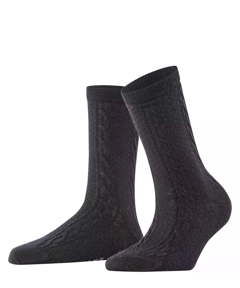 falke-family-declivity-socken-schwarz-39-42-wollsocken-zopfmuster image 1