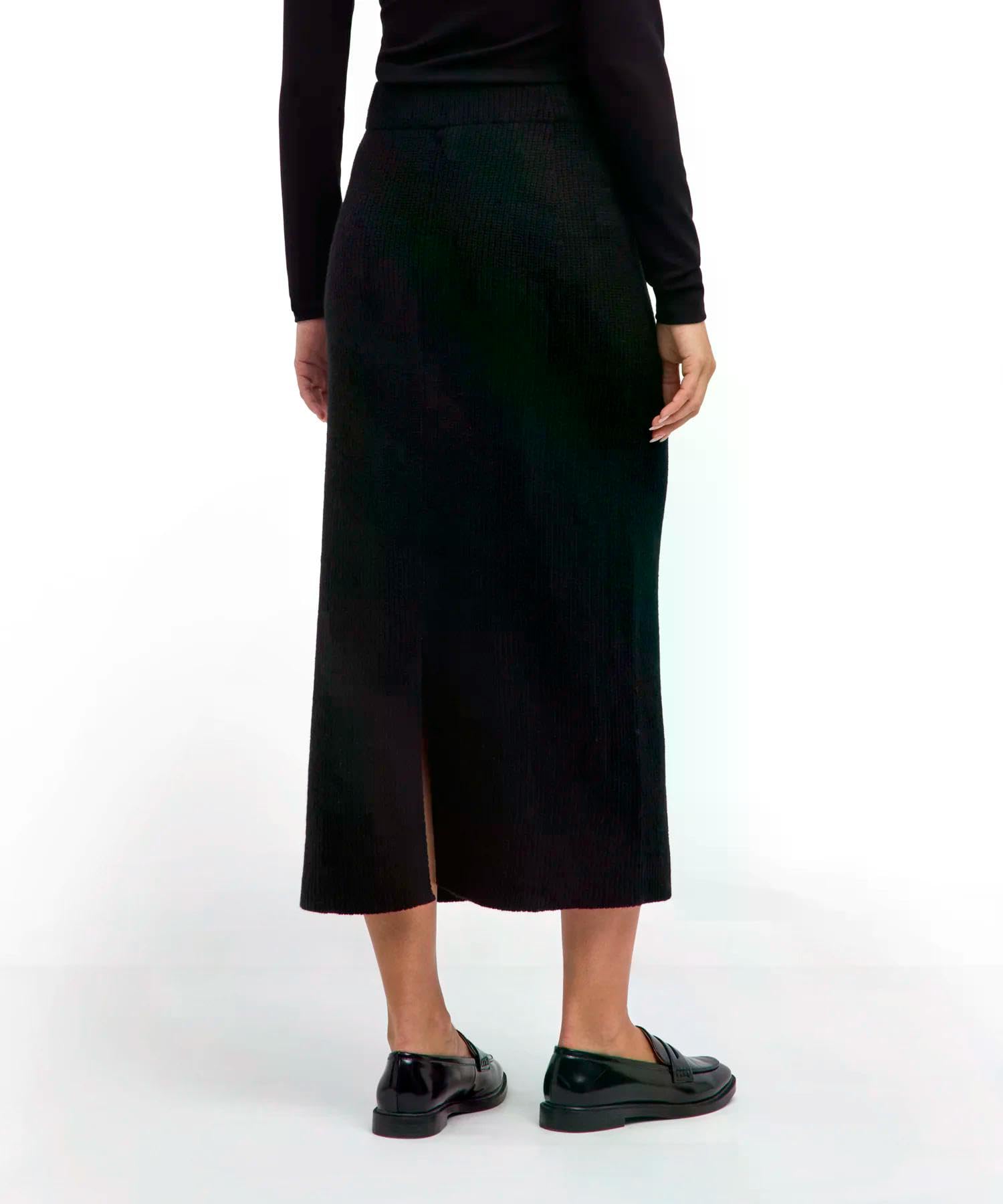 falke-selection-ribbed-midi-rock-damen-schwarz-lammwolle image 2