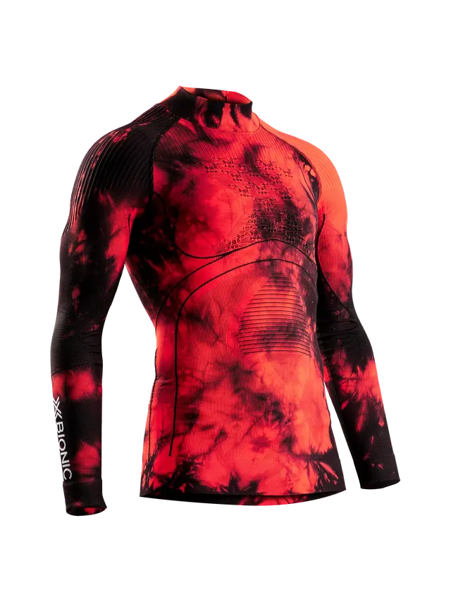 x-socks-energy-accumulator-shirt-rollkragen-tiedye-black-red image 1