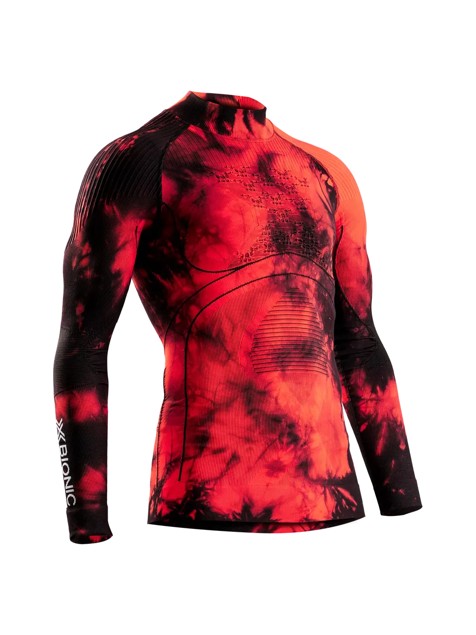 x-socks-energy-accumulator-shirt-rollkragen-tiedye-black-red image 1