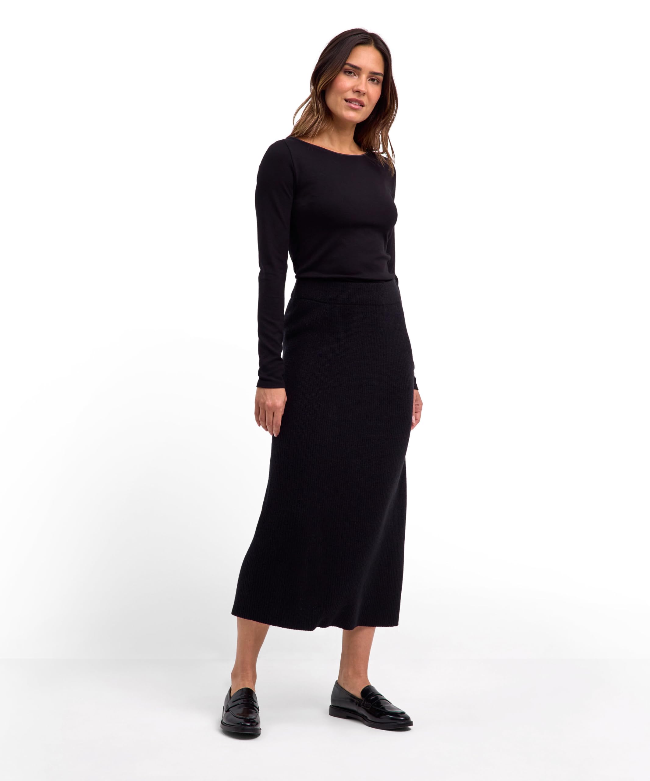 falke-selection-ribbed-midi-rock-damen-schwarz-lammwolle image 4