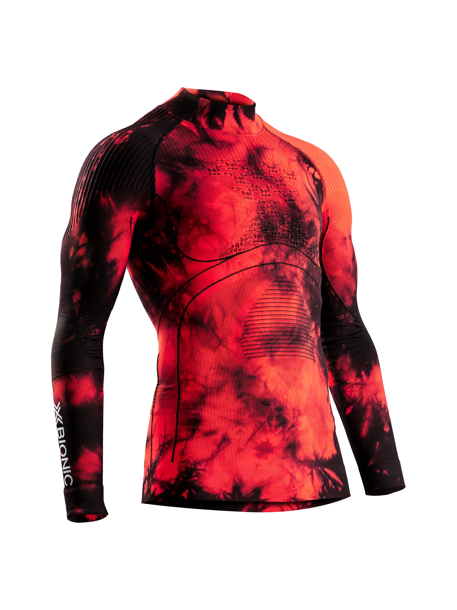 x-socks-energy-accumulator-shirt-rollkragen-tiedye-black-red image 1