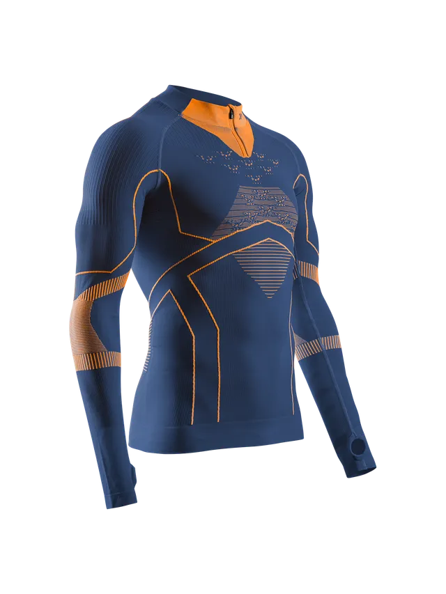 x-socks-energy-accumulator-light-shirt-ls-half-zip-marine-orange image 1