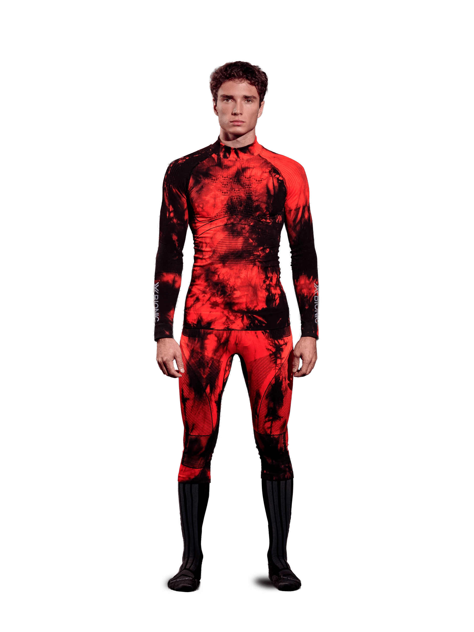 x-socks-energy-accumulator-shirt-rollkragen-tiedye-black-red image 4