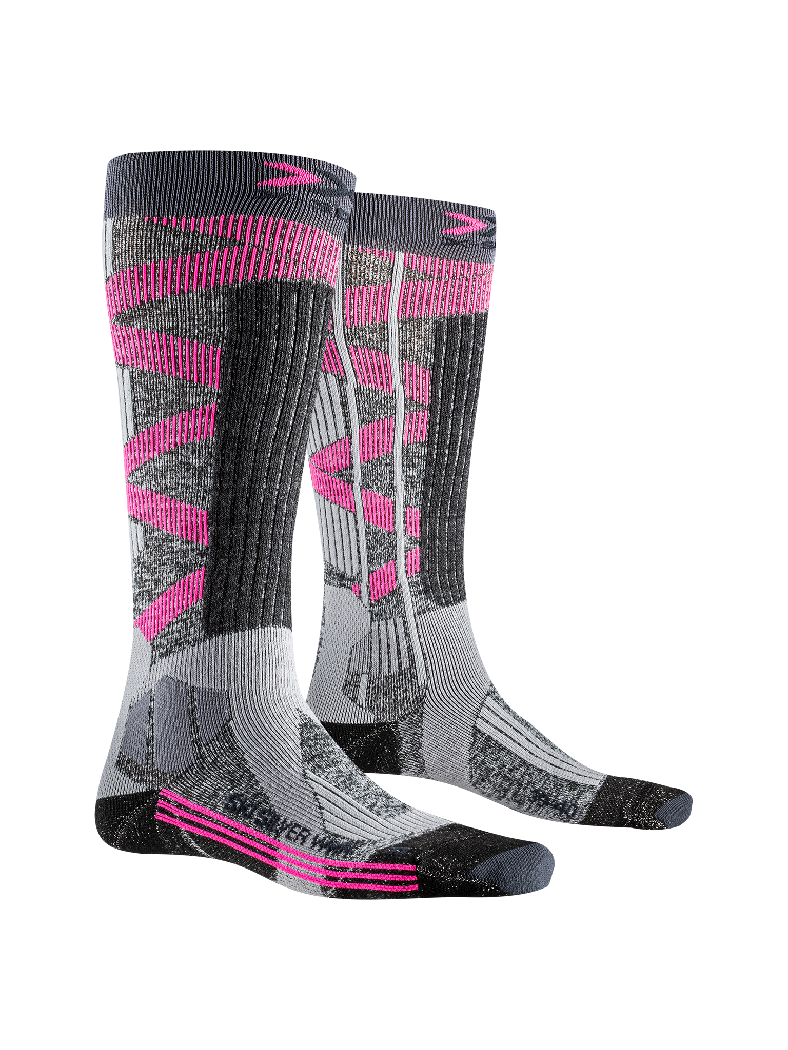 x-socks-ski-silver-4-0-damen-skisocken-grau-pink-39-40-stabil image 1